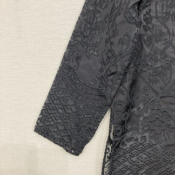 Calypso St. Barth Medium Gray Artsy Art to Wear Textured Side Slit Sheer Top - Picture 4 of 11